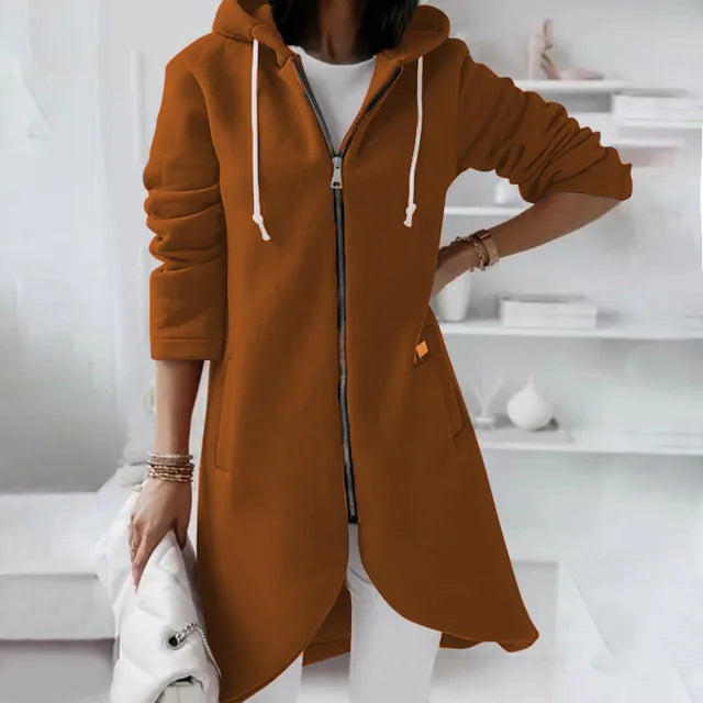 Warm Women's Hooded Coat with Pockets