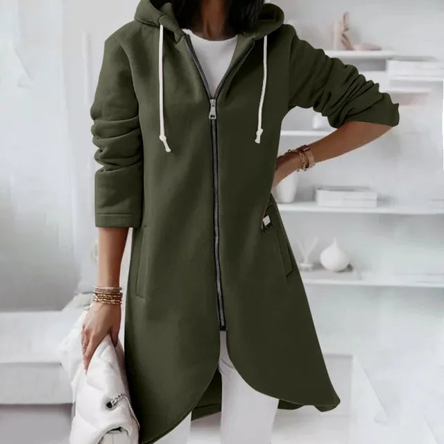 Warm Women's Hooded Coat with Pockets