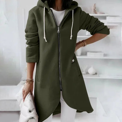 Warm Women's Hooded Coat with Pockets