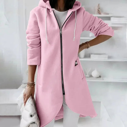 Warm Women's Hooded Coat with Pockets