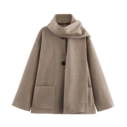 Warm Parka Coat with Free Scarf for Ladies