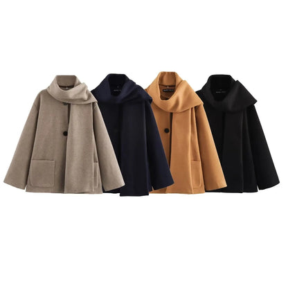 Warm Parka Coat with Free Scarf for Ladies