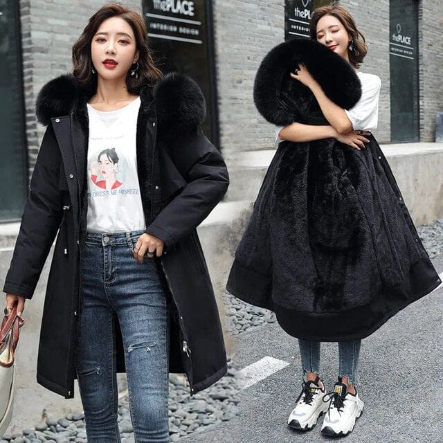 Plush Fake Fur Parka Coat - OutfitLondon