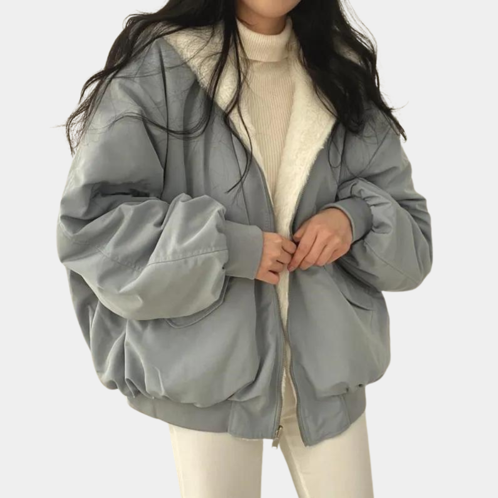 Warm Fleece Lined Women's Bomber Coat - OutfitLondon