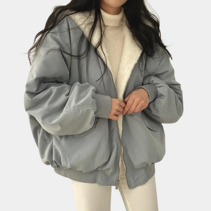 Warm Fleece Lined Women's Bomber Coat - OutfitLondon