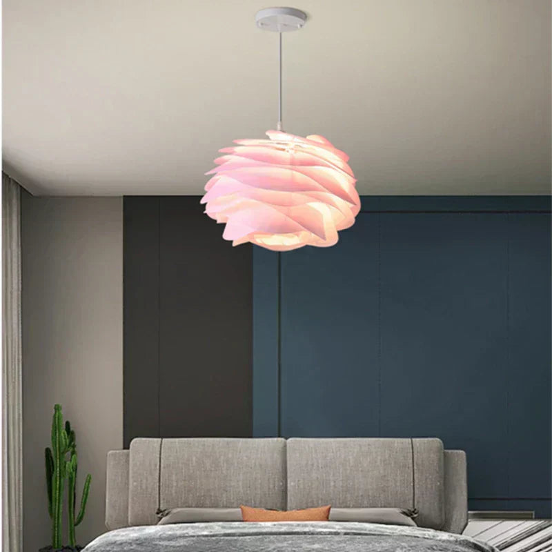 Beautiful Glass Drop Light With Warm Floral Shade