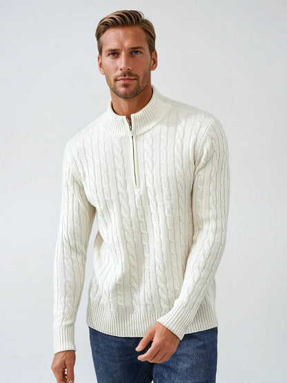Classic Cream Crew Neck Wool Sweater
