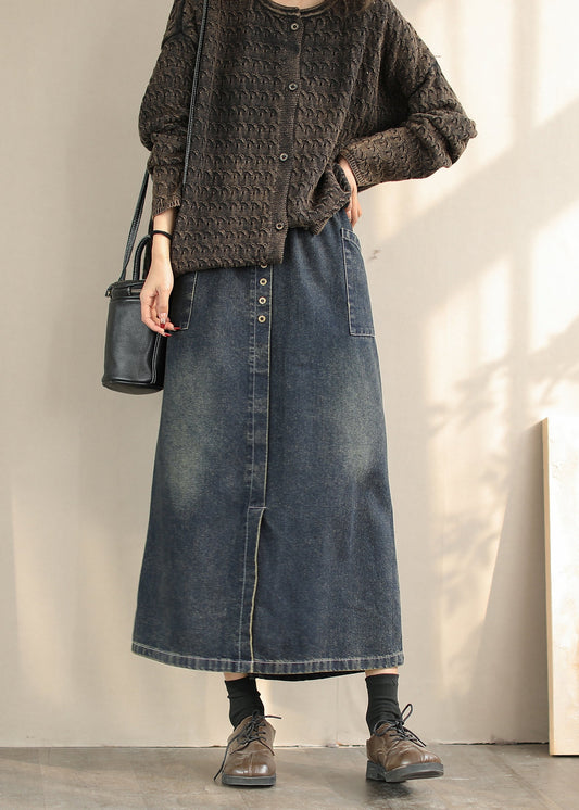 Women's Lightweight Blue Denim Skirt - OutfitLondon