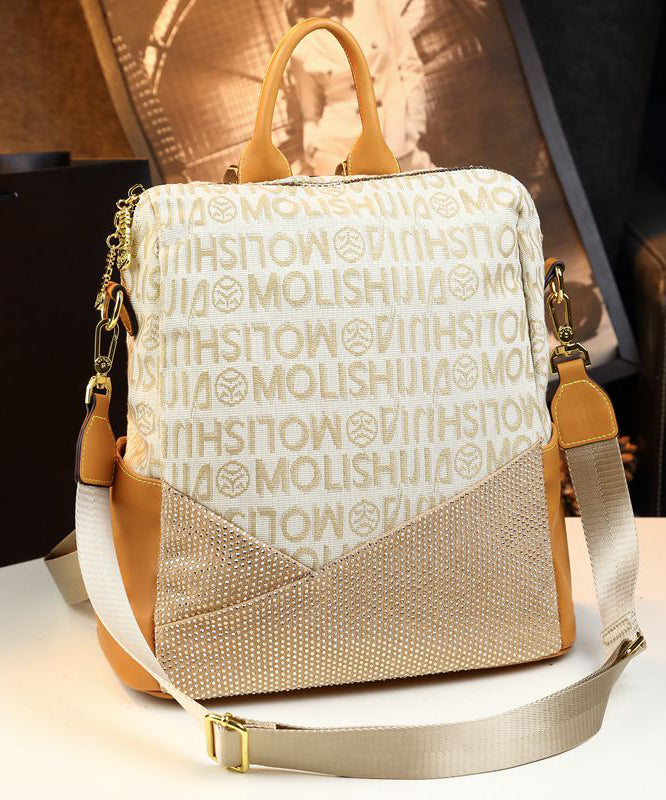 Women's Leather Backpack Apricot Pattern - OutfitLondon