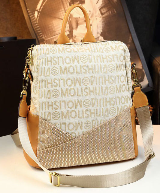 Women's Leather Backpack Apricot Pattern - OutfitLondon