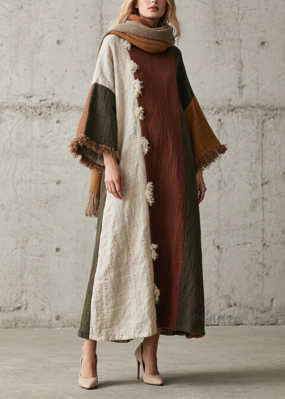Women's Cotton Patchwork Robe Cozy Autumn - OutfitLondon