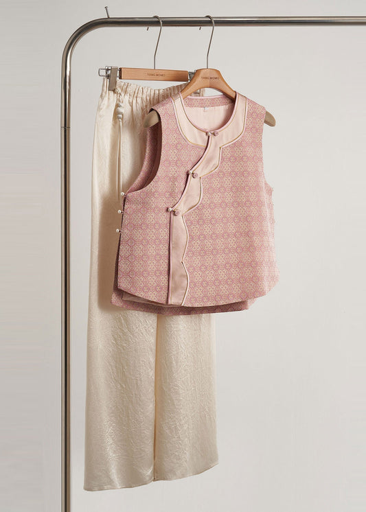 Women's Silk Vest Cotton Blend Pink Lightweight - OutfitLondon