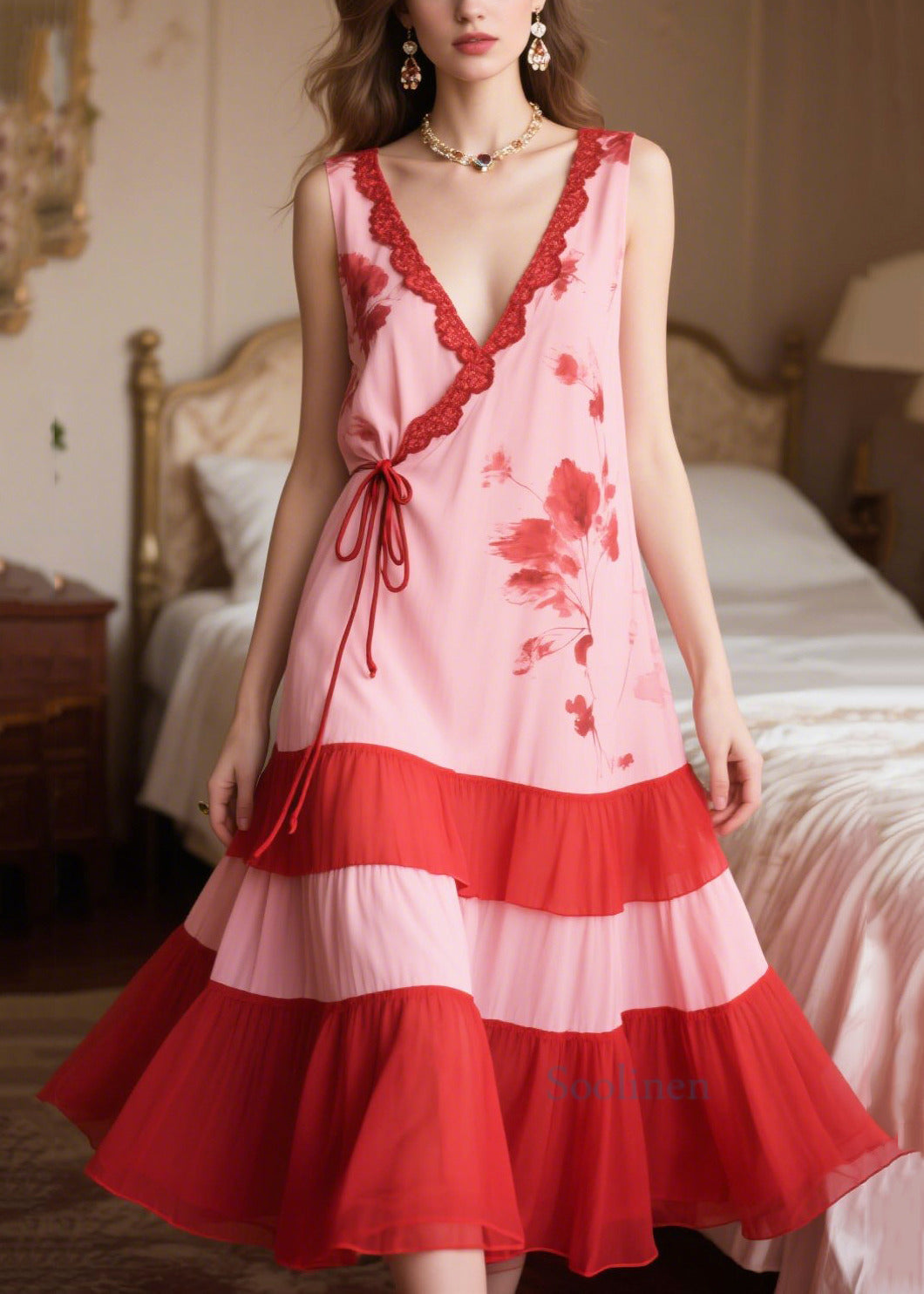 Women's Silk Maxi Dress Sleeveless Rose Pink - OutfitLondon