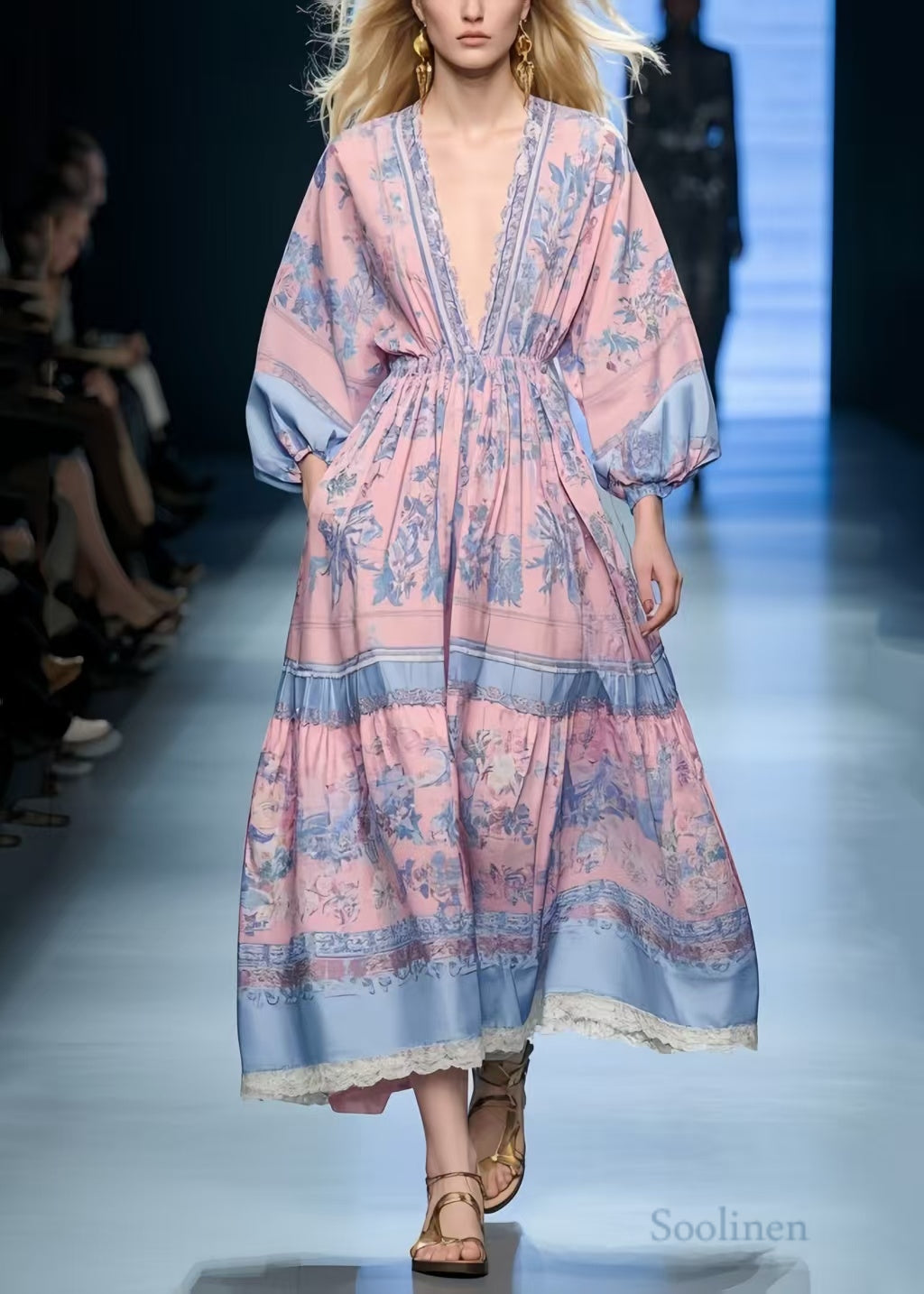 Women's Rose Print Vacation Dress Soft Cotton Blend Breezy - OutfitLondon