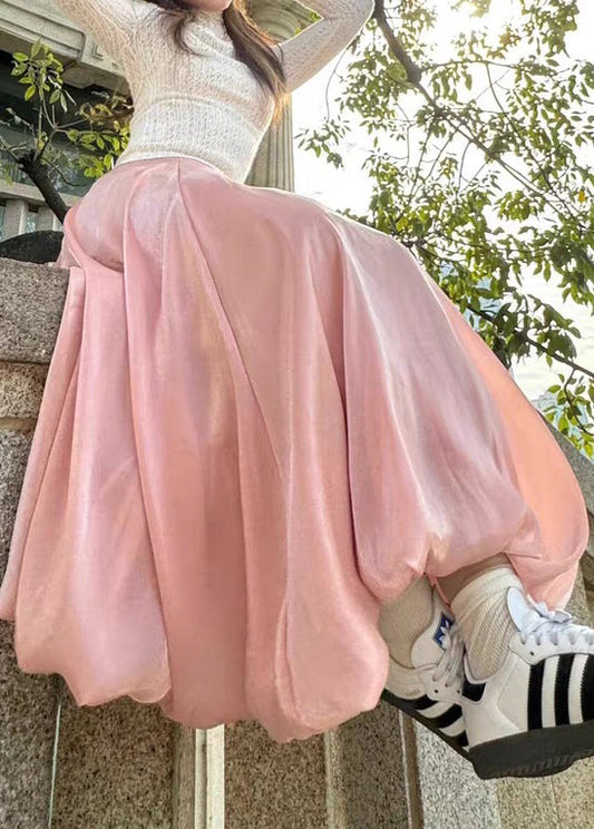 Women's High Waisted Cotton Blend Skirt Pink - OutfitLondon