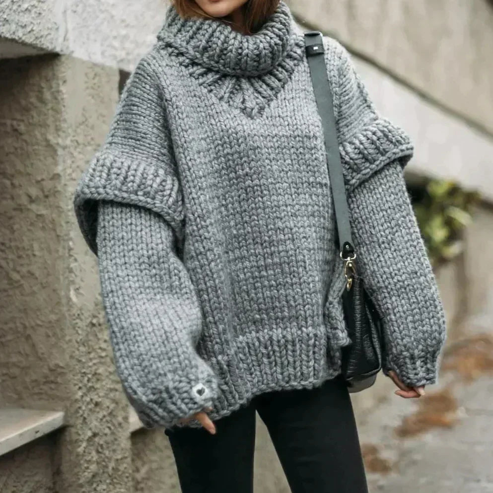 Warm Oversized Crew Neck Winter Sweater - OutfitLondon