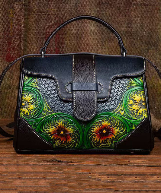 Women's Vintage Calf Leather Handbag Gray Zip Closure - OutfitLondon