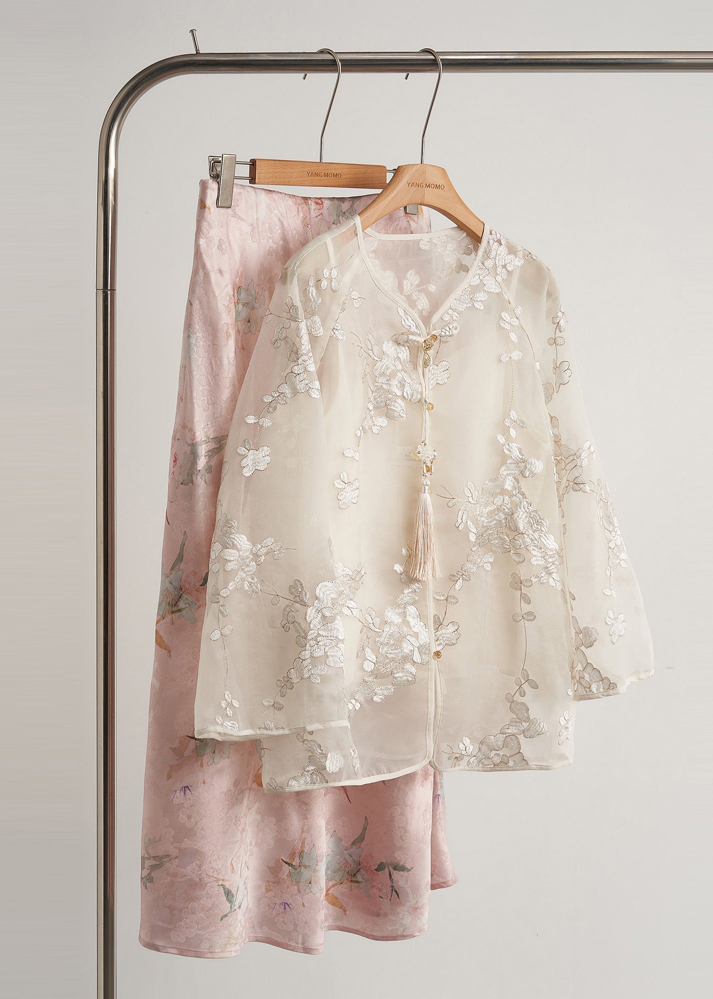 Women's Silk Blend Fringe Coat White Embroidered - OutfitLondon