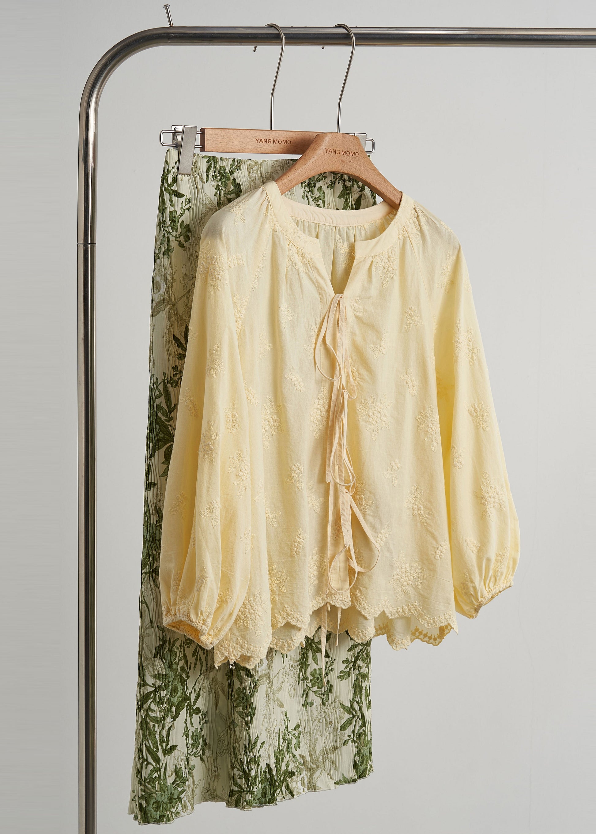 Women's Cotton Embroidered Blouse Relaxed Fit Yellow - OutfitLondon