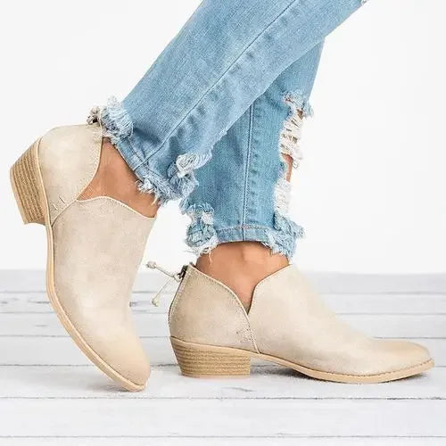 Ladies Low Heel Booties - OutfitLondon