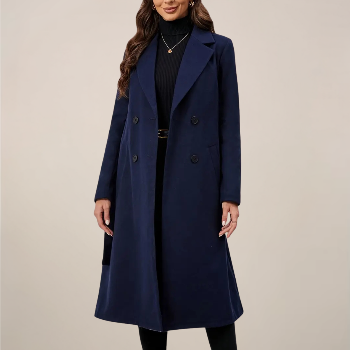 Ladies Classic Belted Winter Coat - Fitted Long Design