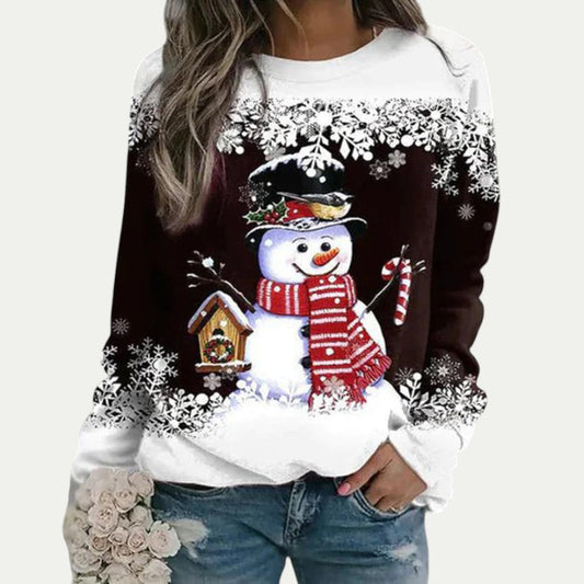 Ladies Funny Snowman Pullover Sweatshirt - OutfitLondon