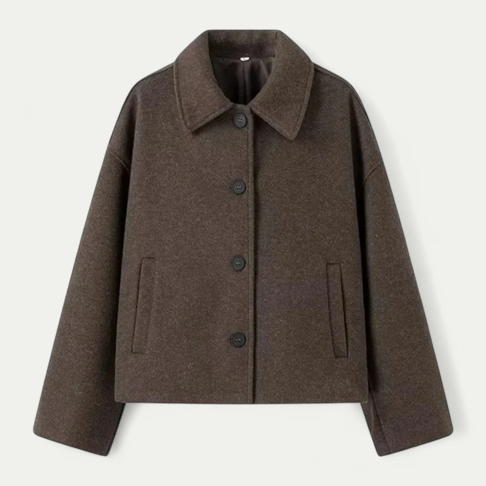 Women's Stylish Short Wool Coat - OutfitLondon
