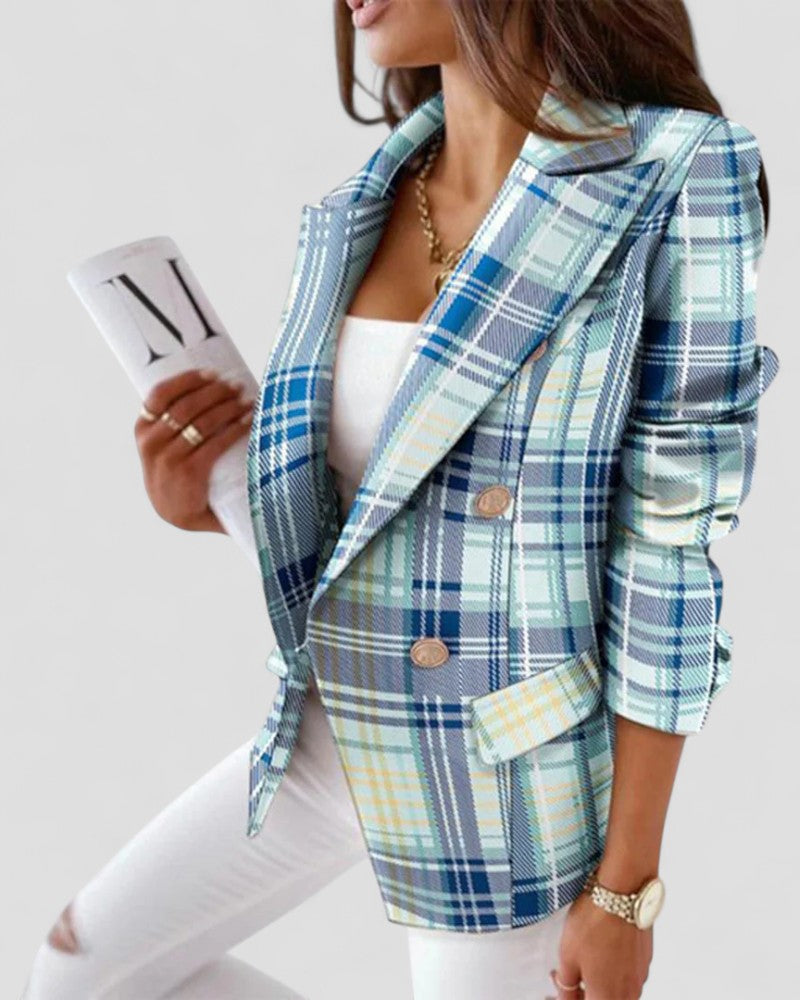 Classic Checked One Button Jacket