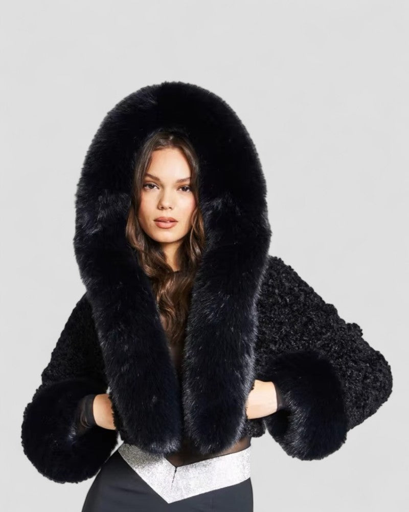 Soft Faux Fur Hooded Women's Coat - OutfitLondon