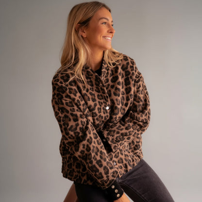 Soft Leopard Print Fleece Jacket for Women - OutfitLondon