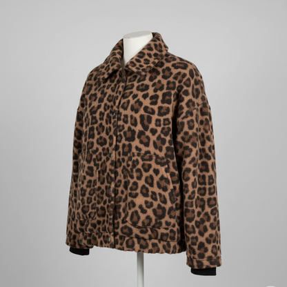 Soft Leopard Print Fleece Jacket for Women