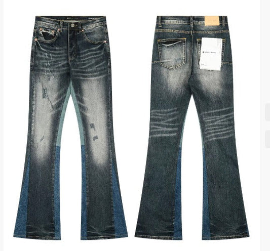 Classic High Waist Flare Jeans – Dark Blue - OutfitLondon