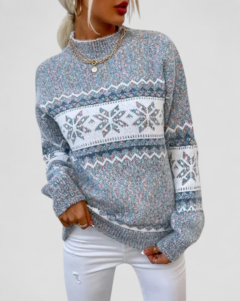 Warm Cable Knit Snowflake Pattern Sweater - OutfitLondon