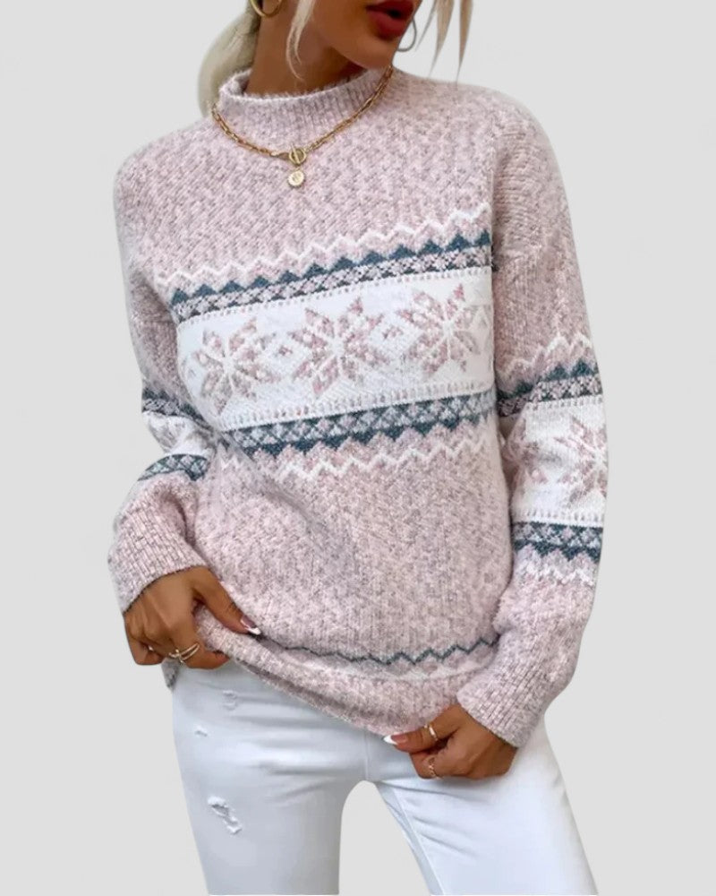 Warm Cable Knit Snowflake Pattern Sweater