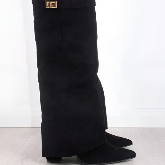 Women's High Heel Leather Belt Boots - OutfitLondon
