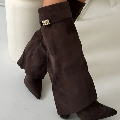 Women's High Heel Leather Belt Boots