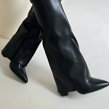 Women's High Heel Leather Belt Boots