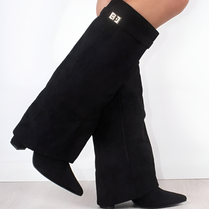 Women's High Heel Leather Belt Boots