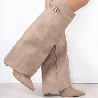Women's High Heel Leather Belt Boots