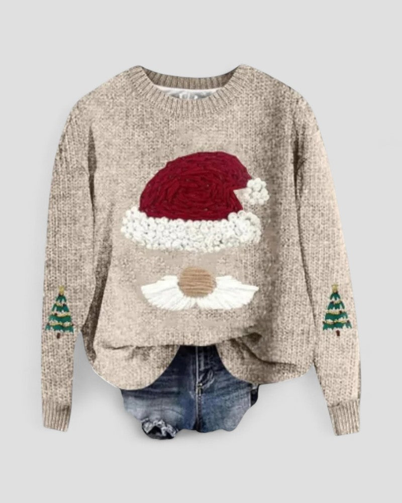 Festive Holiday Santa Crew Neck Sweater
