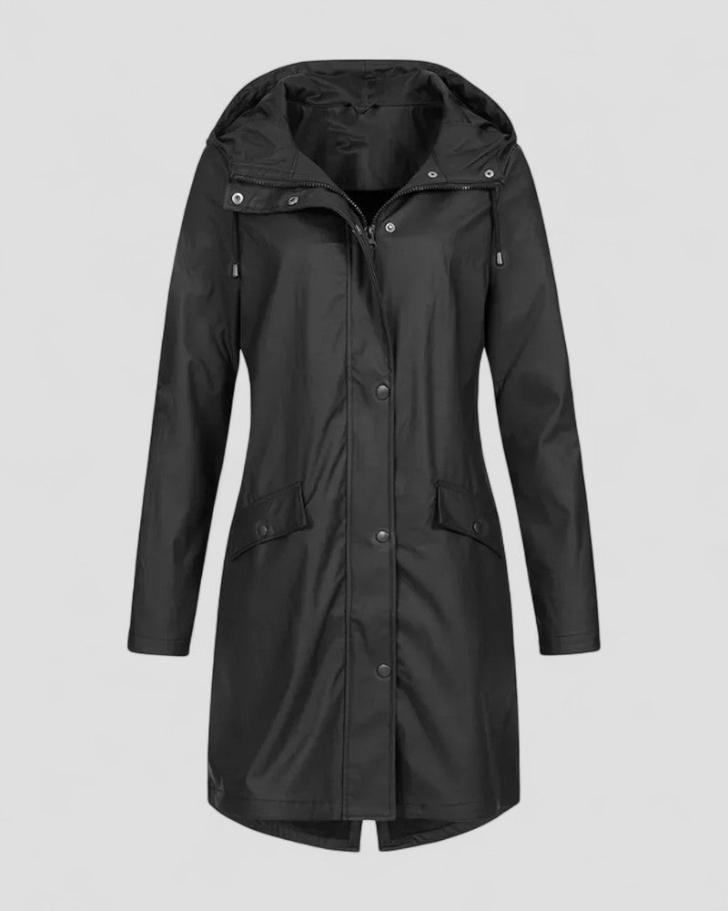 Ladies Waterproof Hooded Raincoat Outdoor Jacket - OutfitLondon