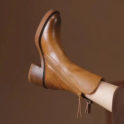 Ladies High Heel Leather Ankle Boots