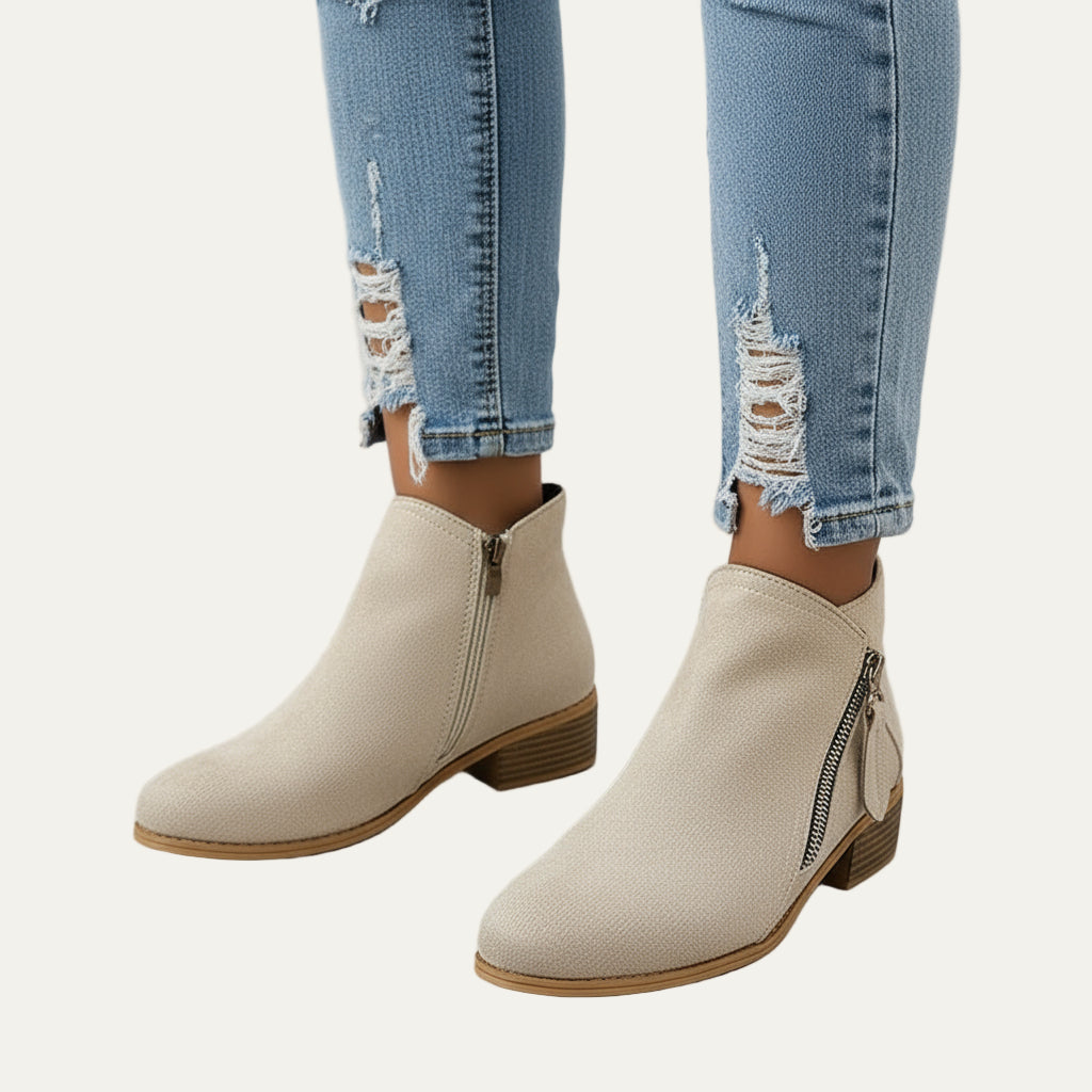 Women's Chic Low Heel Boots with Double Zippers