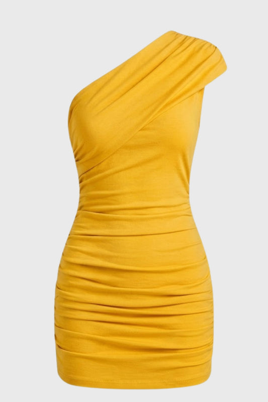 Women's Elegant Asymmetrical One Shoulder Mini Dress