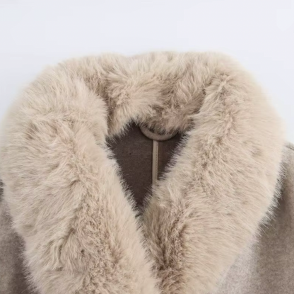 Warm Winter Parka Coat with Faux Fur Trim