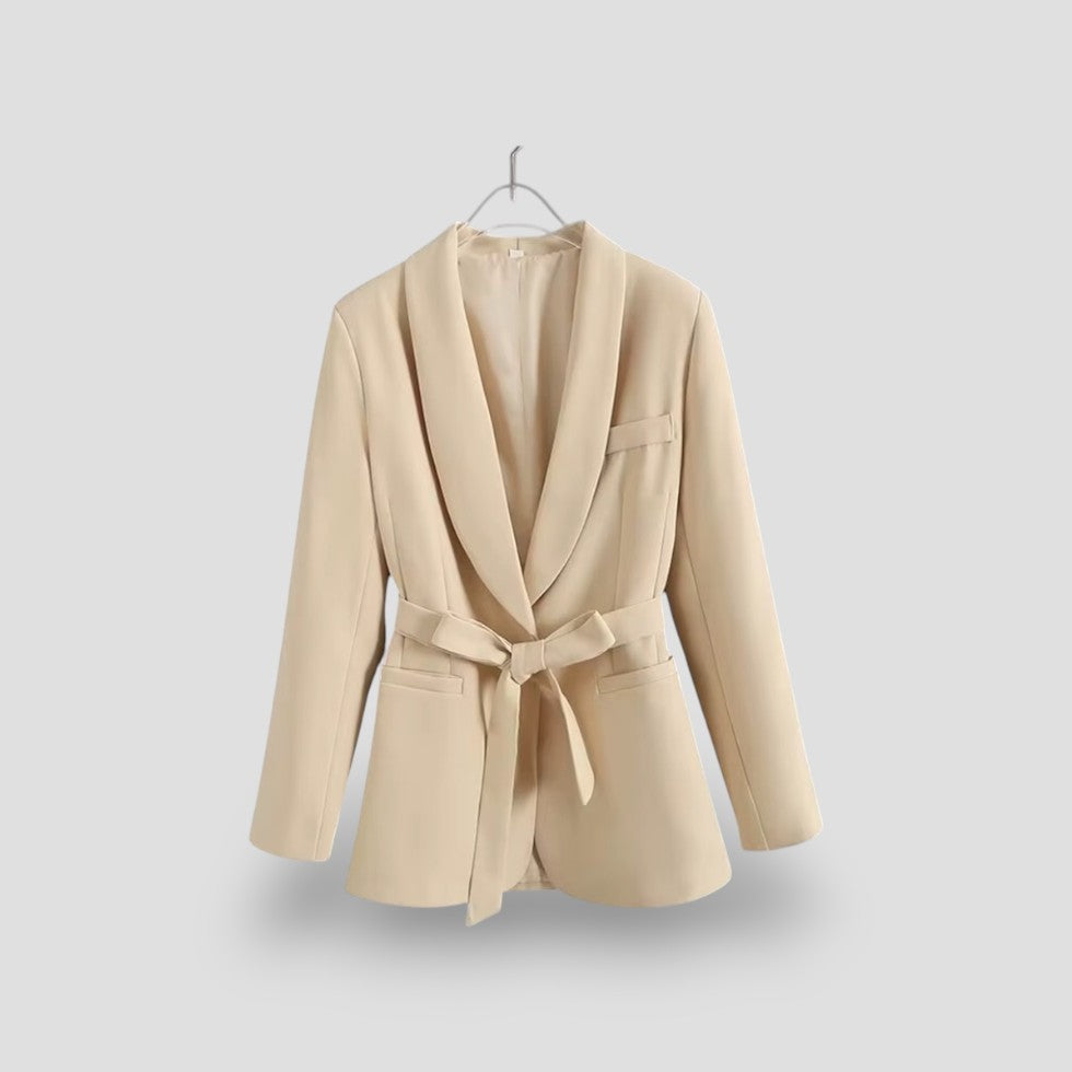 Ladies Classic Fit Shawl Collar Coat - OutfitLondon