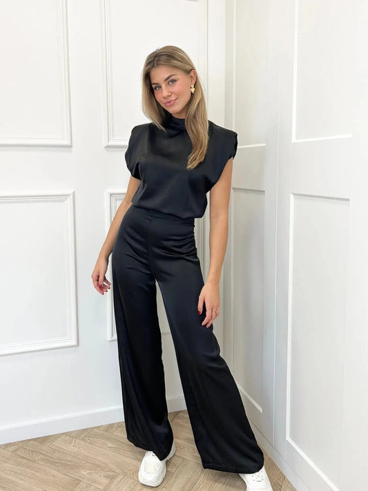 Women's Elegant Backless Crepe Jumpsuit