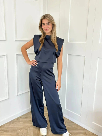 Women's Elegant Backless Crepe Jumpsuit