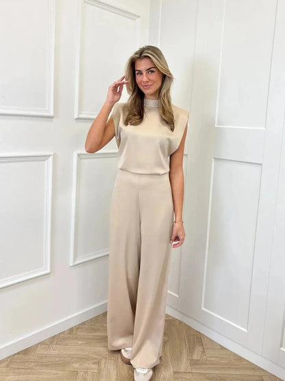 Women's Elegant Backless Crepe Jumpsuit
