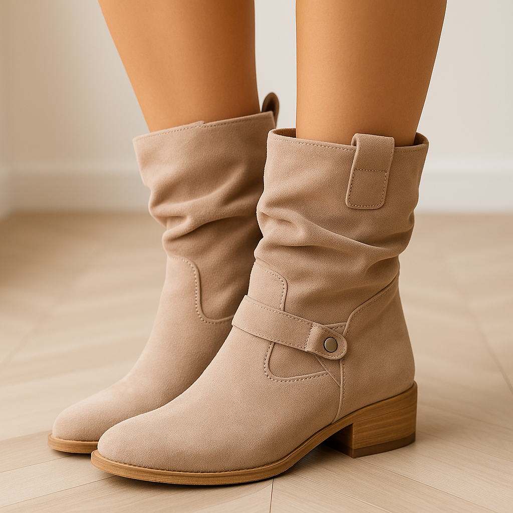 Ladies Soft Suede Tall Boots - Elegant Fitted Footwear - OutfitLondon